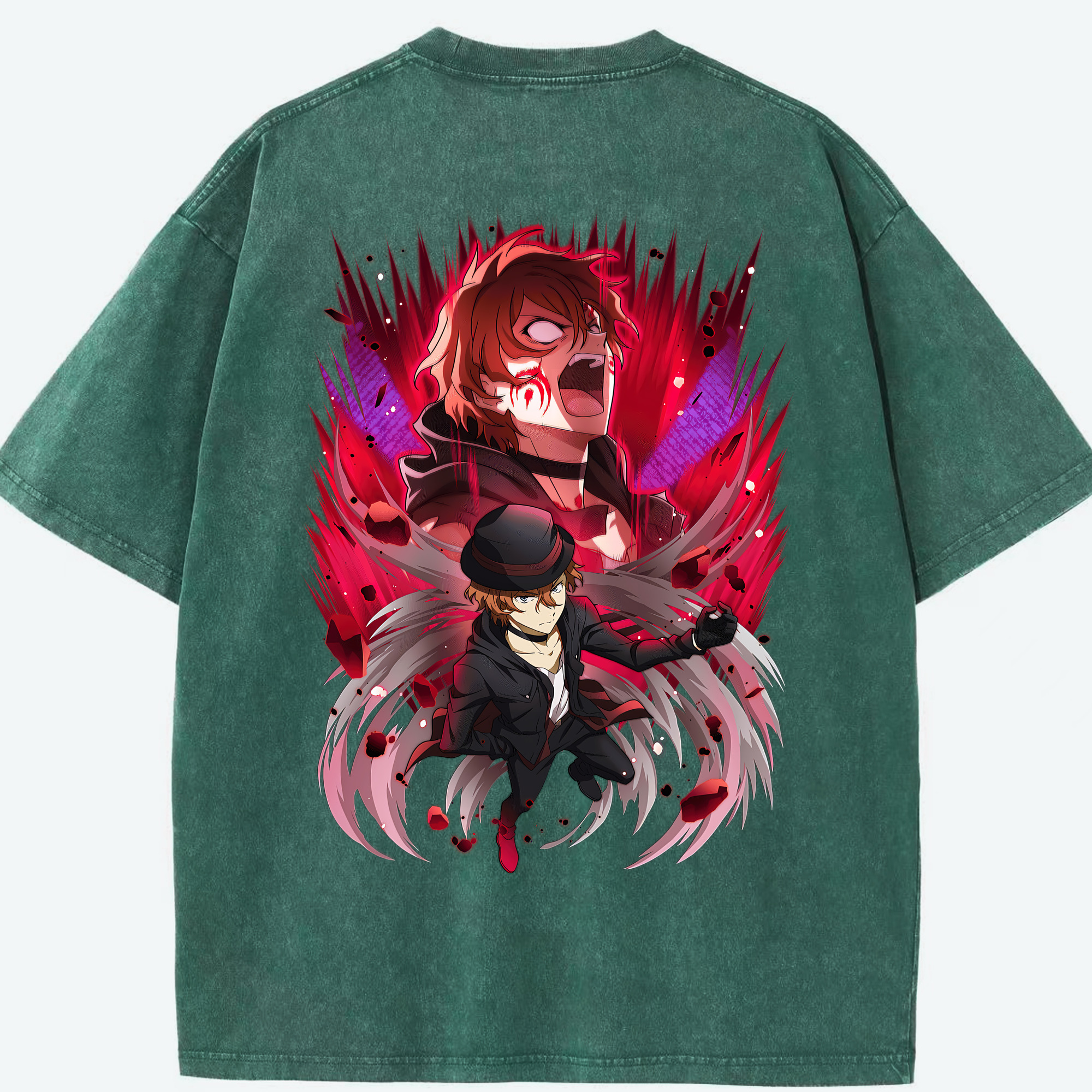 （画像用） 文豪ストレイドッグス Bungo Stray Dogs 綿100% ヴィンテージ風 半袖Tシャツ（背面プリント）